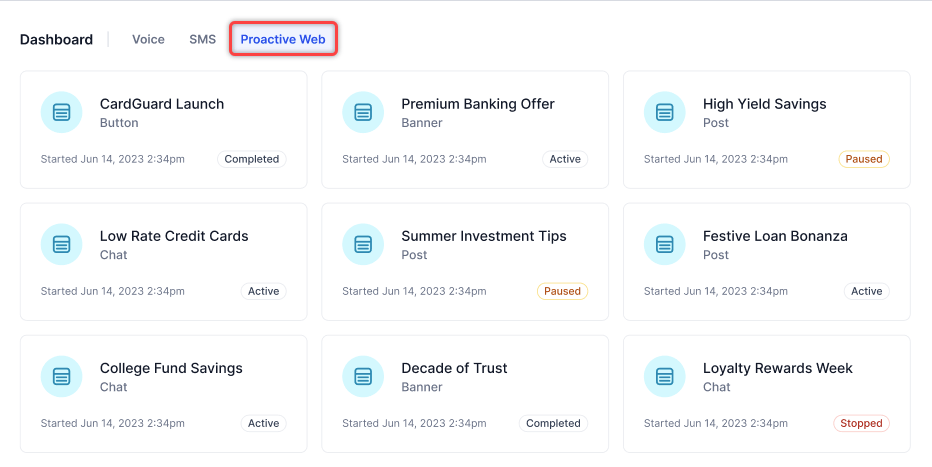 Proactive Web Campaign Dashboard