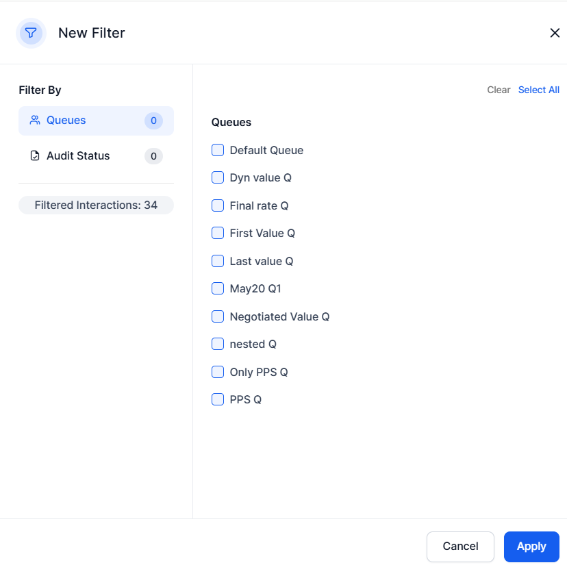 Agent Dashboard - Supervisor Filter View