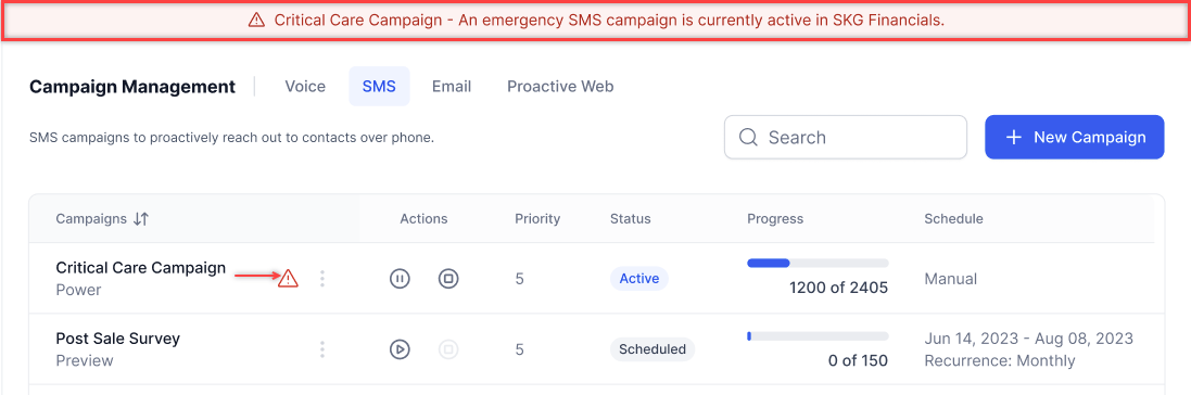 Emergency Campaign Running