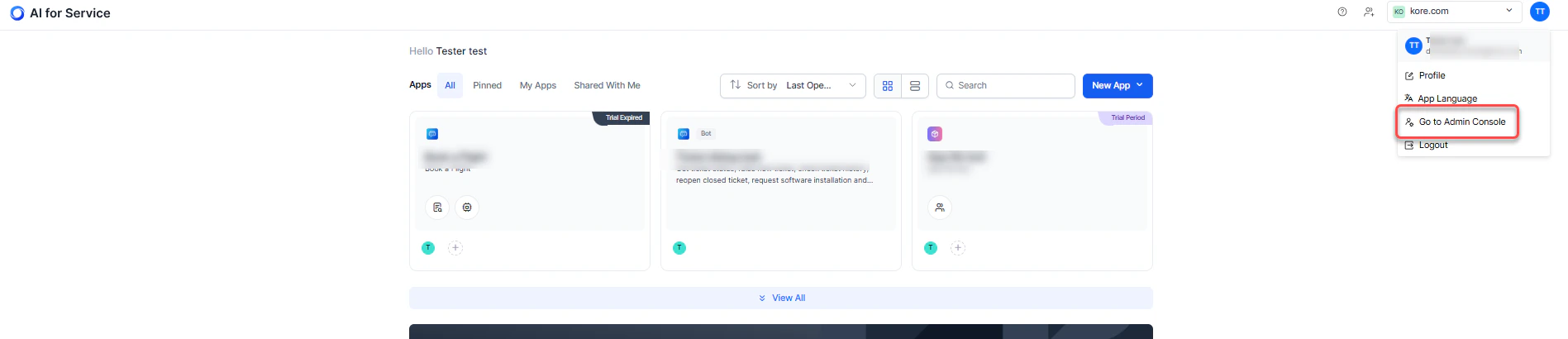 Navigate to Admin Console