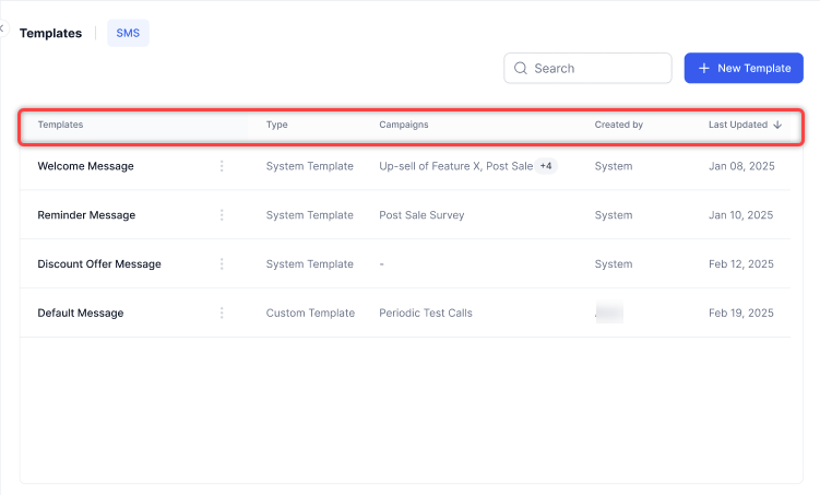 Templates Page Header