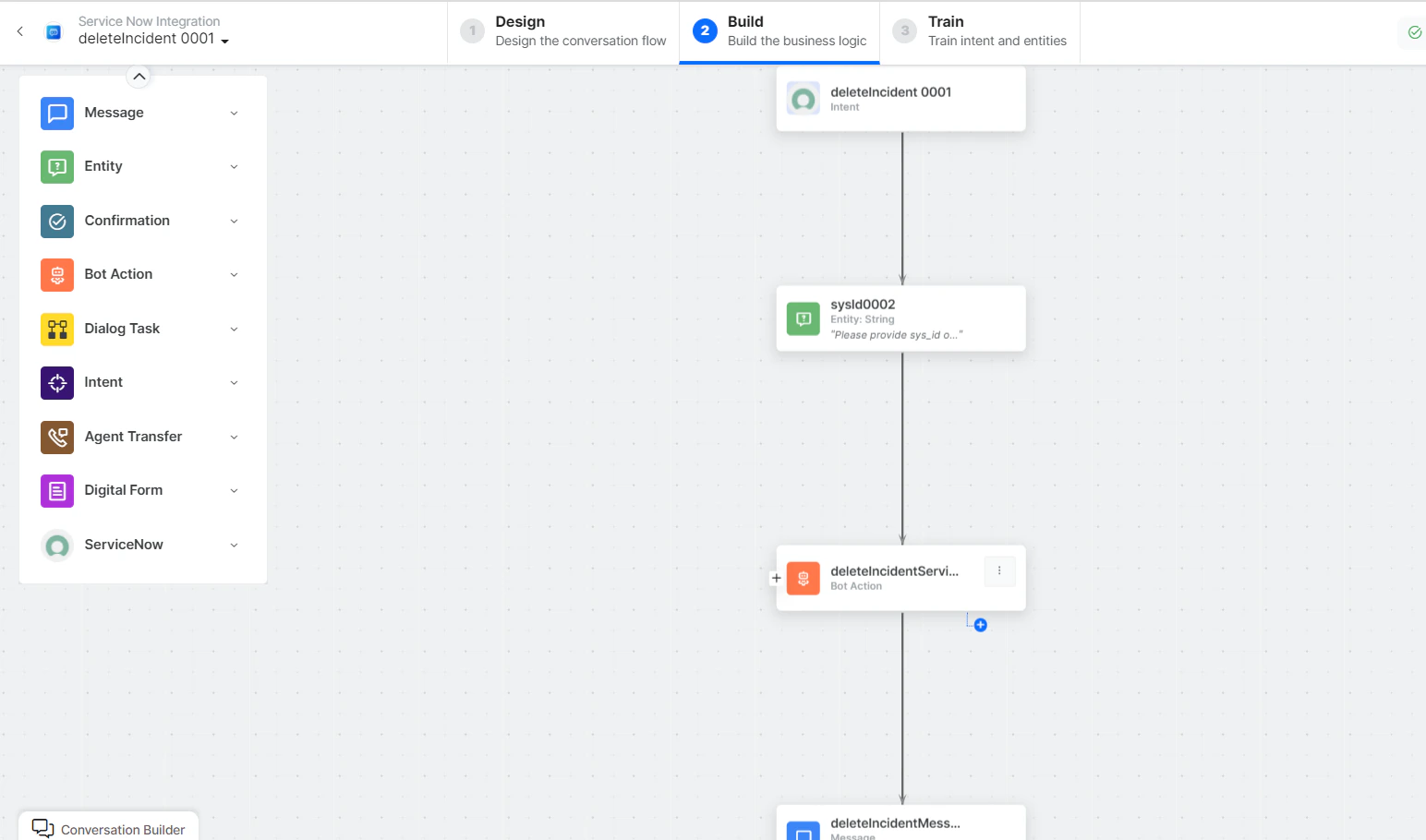 Delete an Incident dialog task added