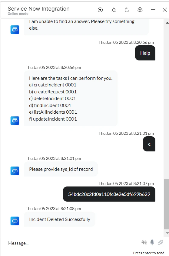 VA prompt to delete an incident