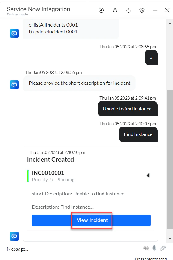 New incident created