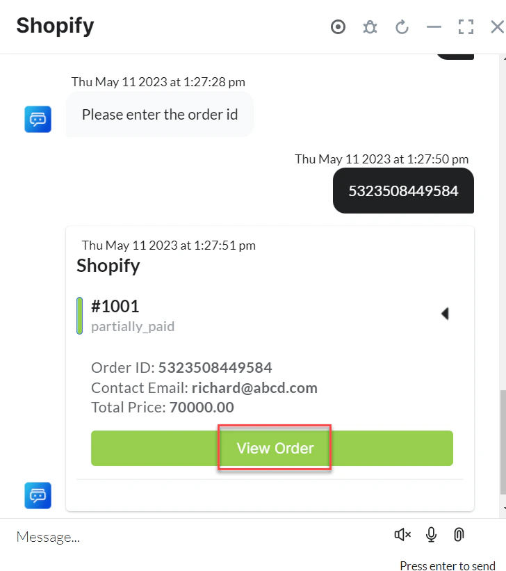 View order details for a given id