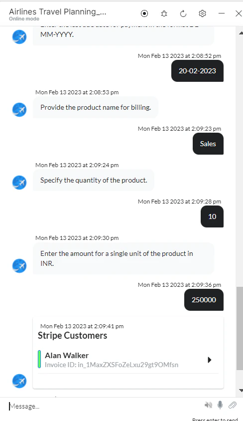 VA prompt to create an invoice