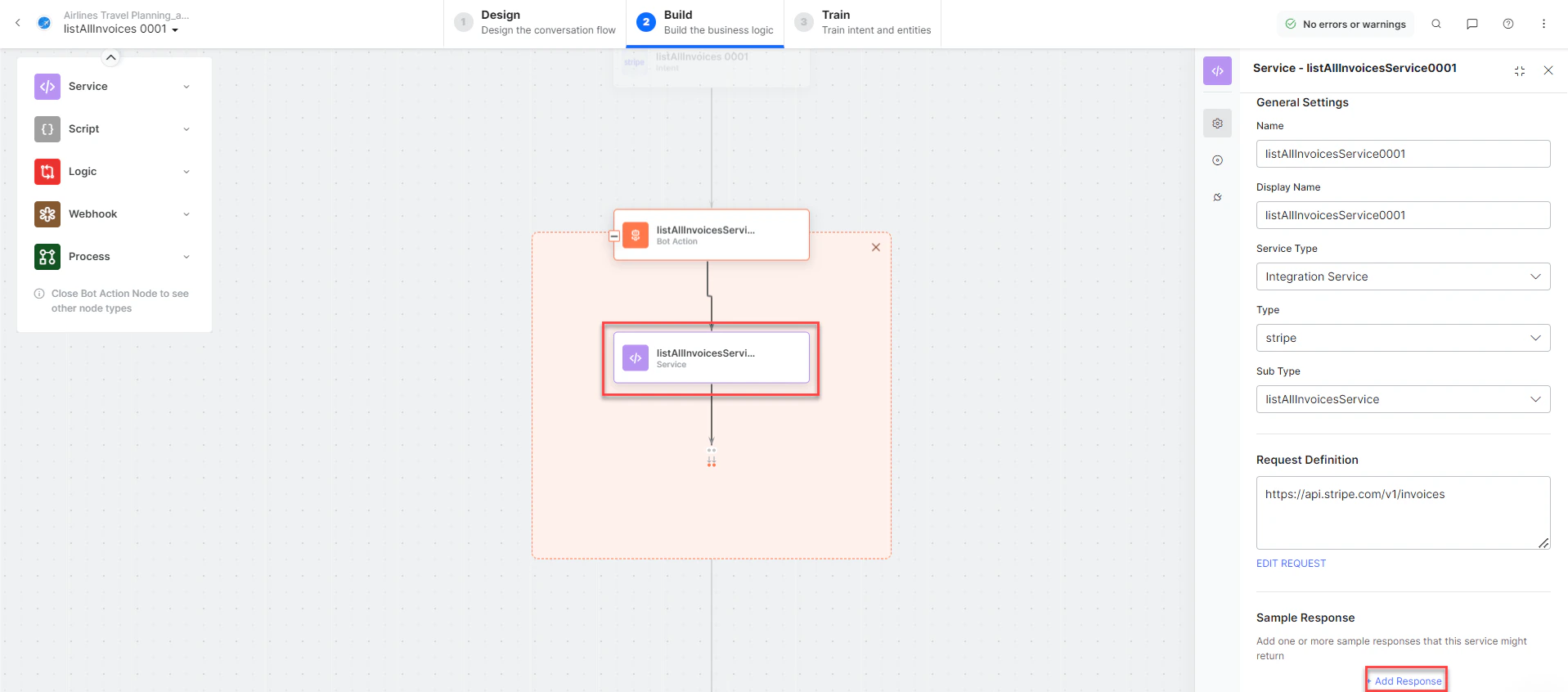 List All Invoices - Add response