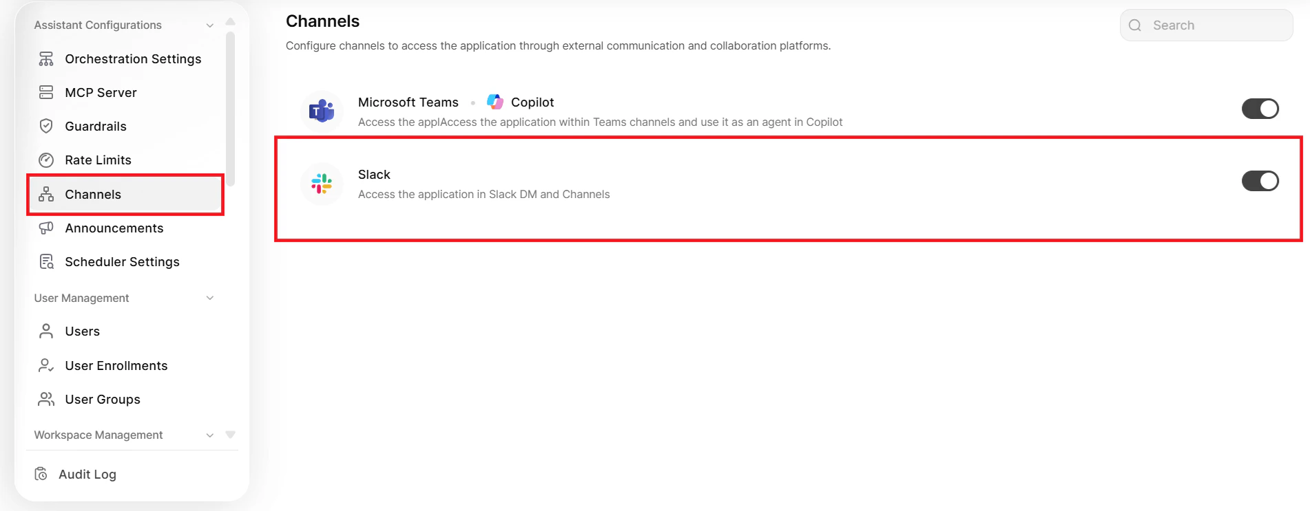 Slack channel navigation