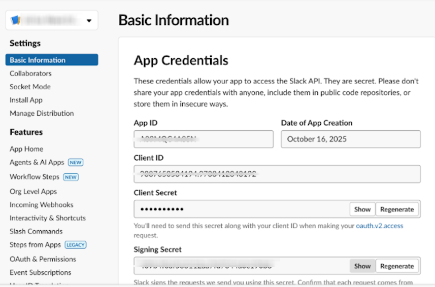App Credentials