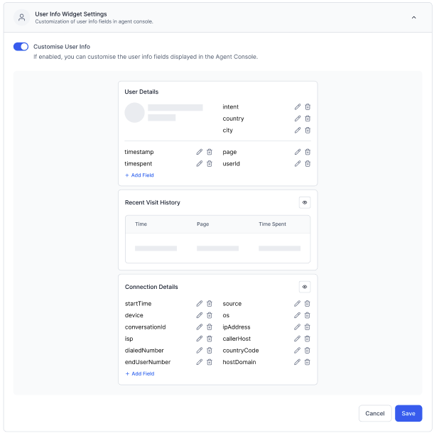 User Info Widget Settings