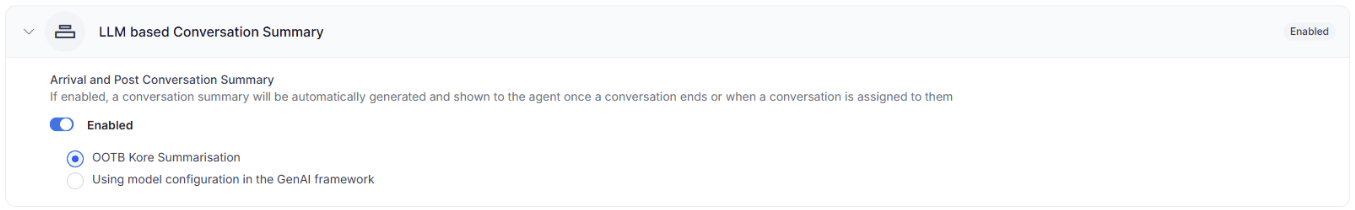 Conversation Summary Options