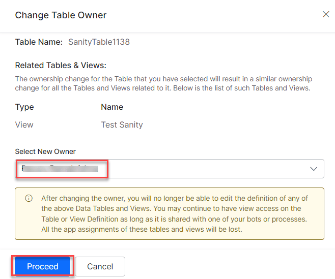 Select New Owner