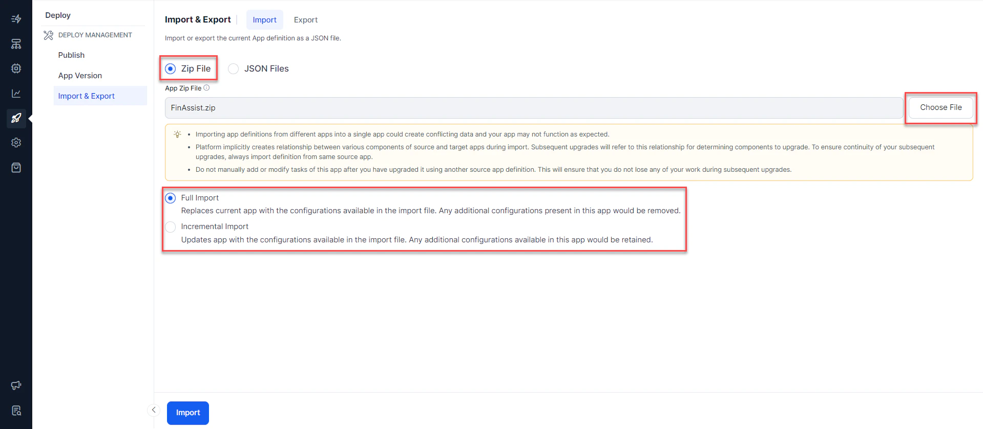 App import - ZIP file