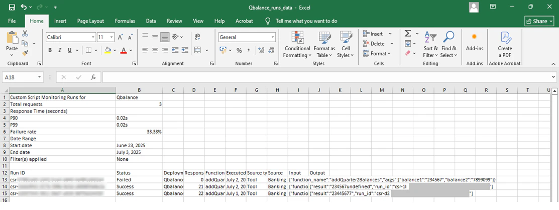 Runs schema