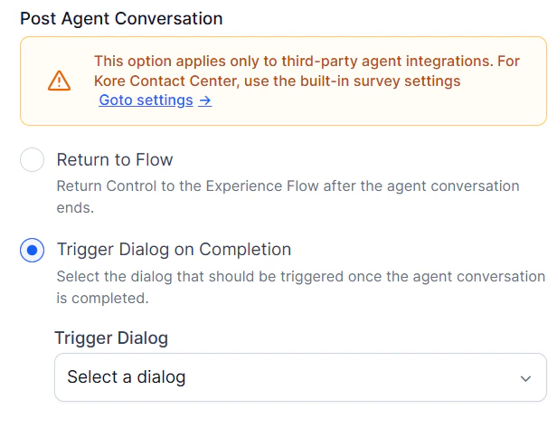Post-Agent Conversation Settings