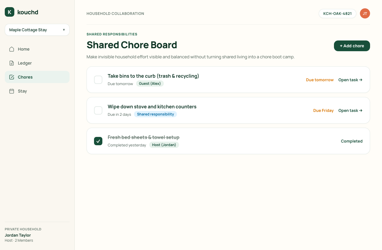 Shared Chore Board