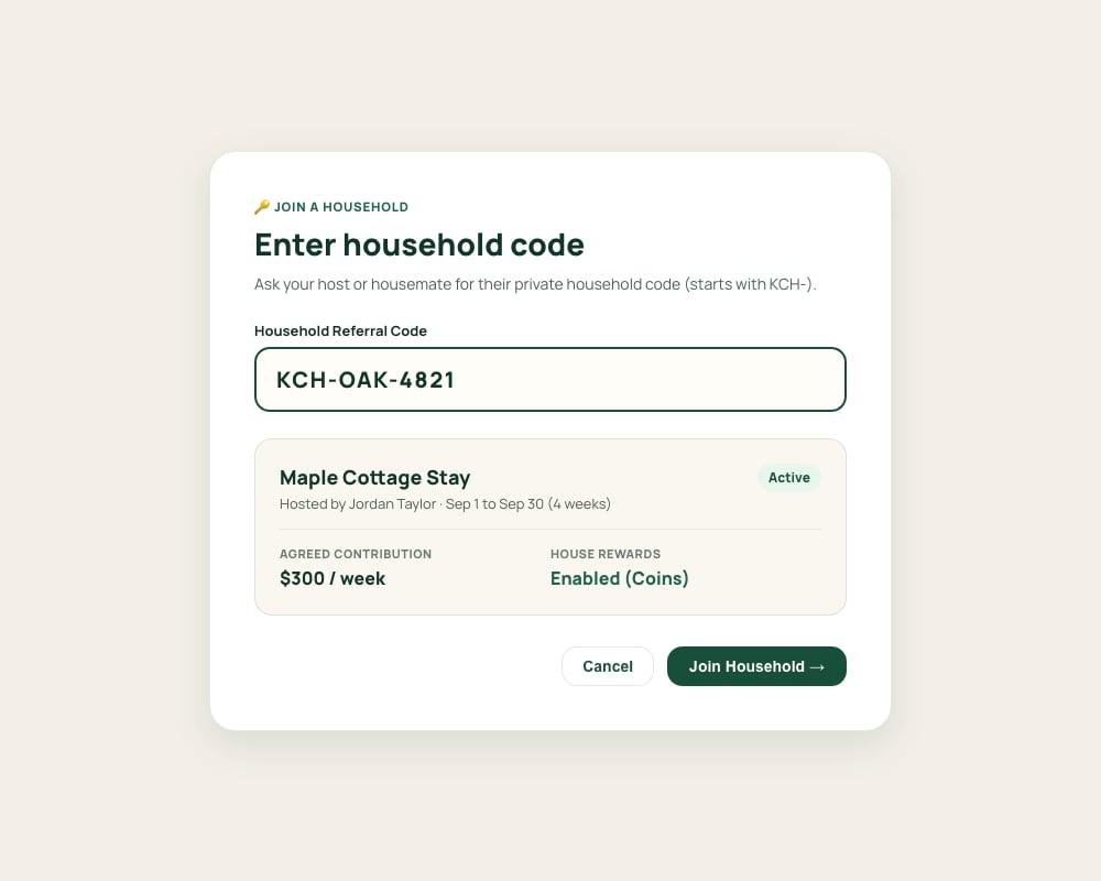 Joining a household with invite code