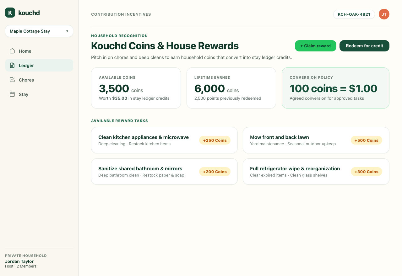 Kouchd Coins and Rewards Hub