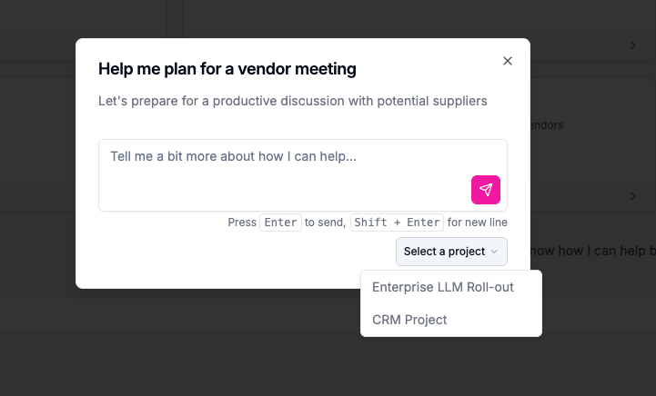 Project Modal chat