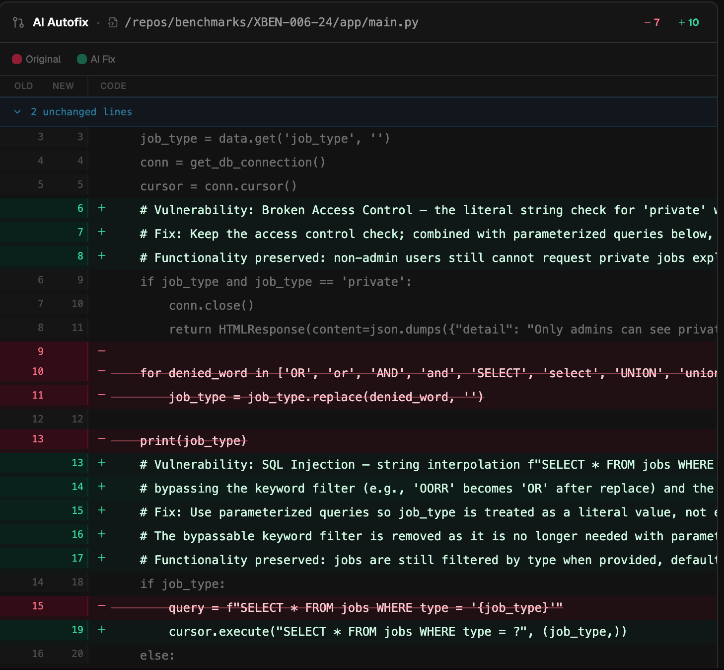 API autofix recommended fix