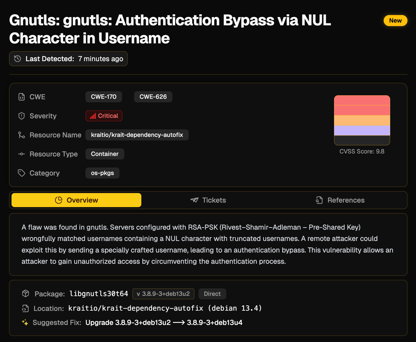 Security findings dashboard