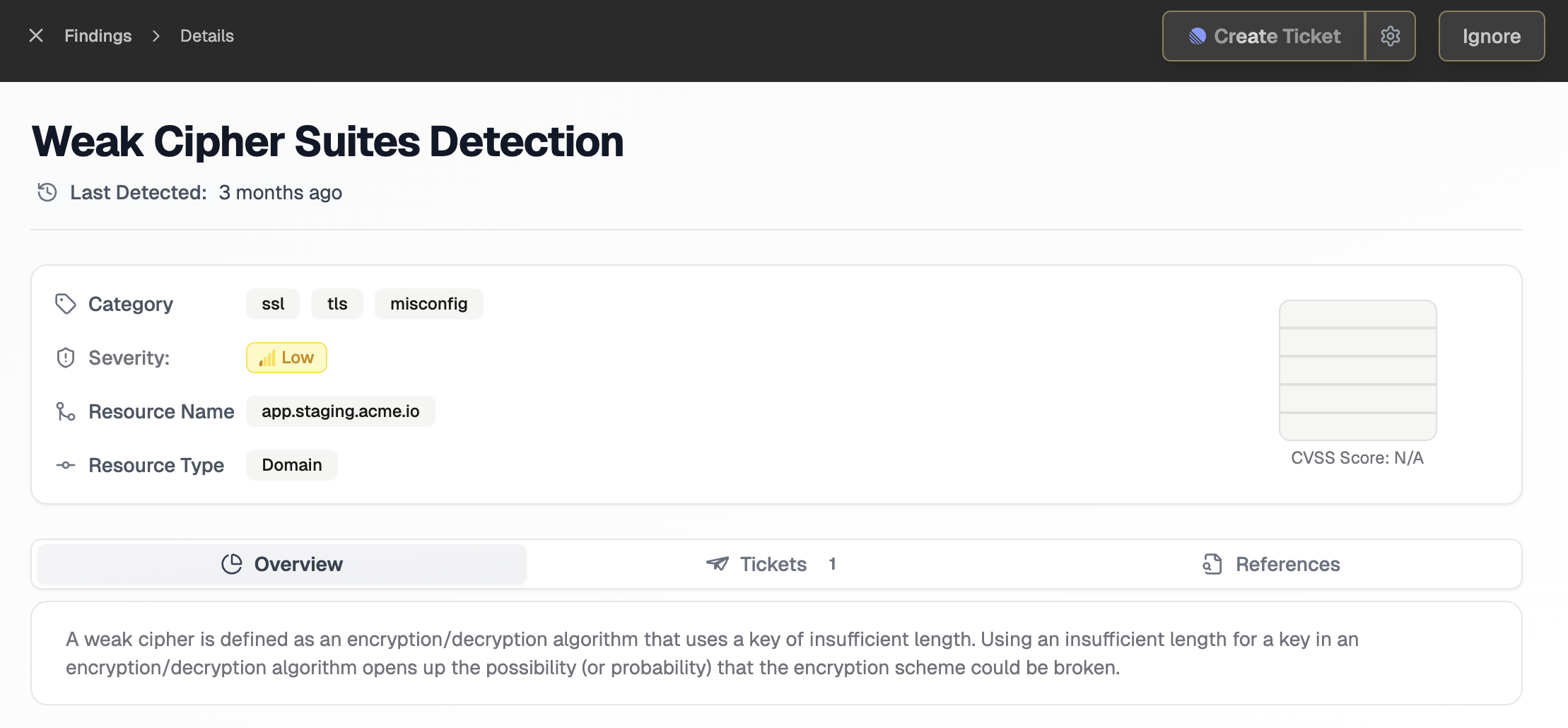 Security findings dashboard