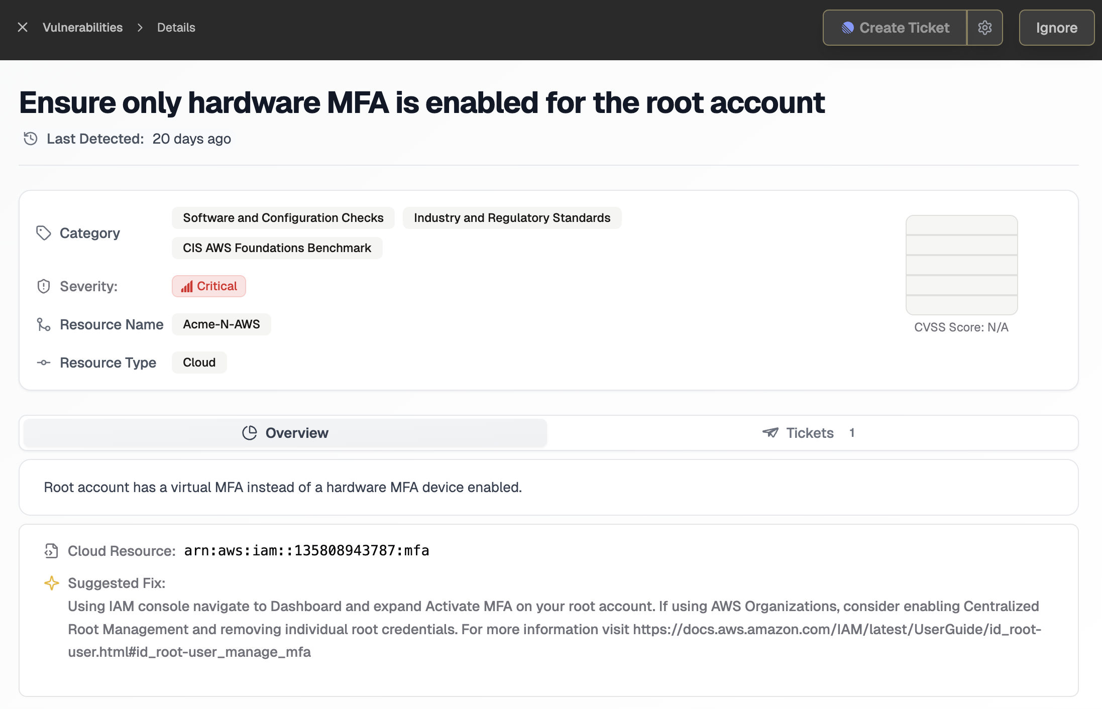 Security findings dashboard
