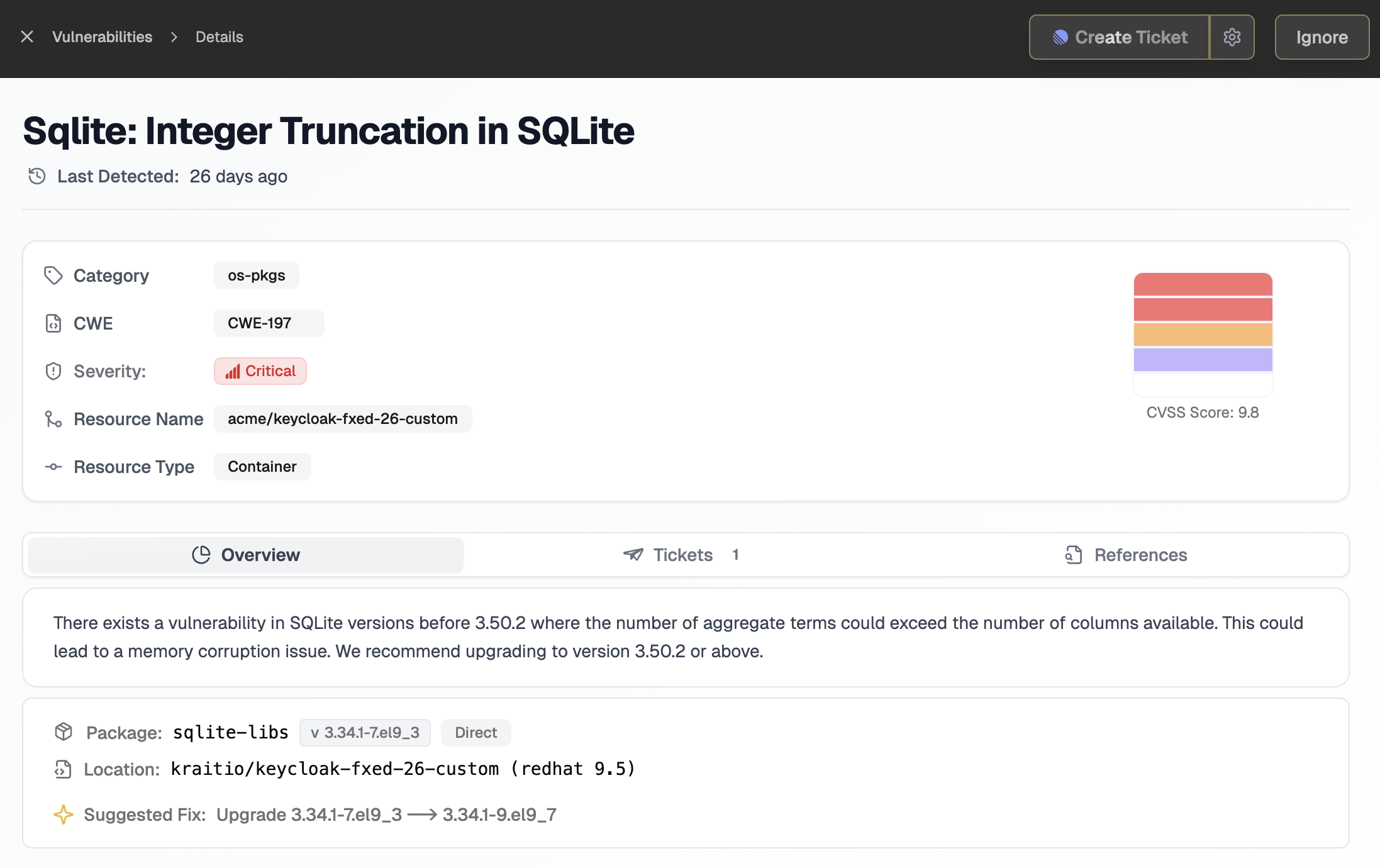Security findings dashboard
