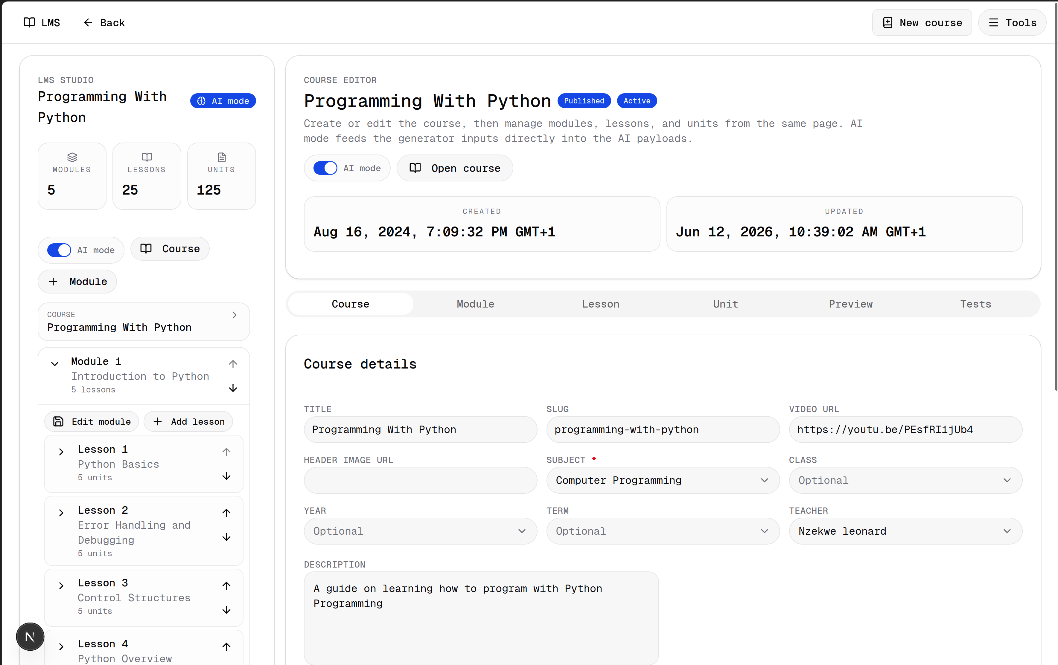 Kralis LMS editor