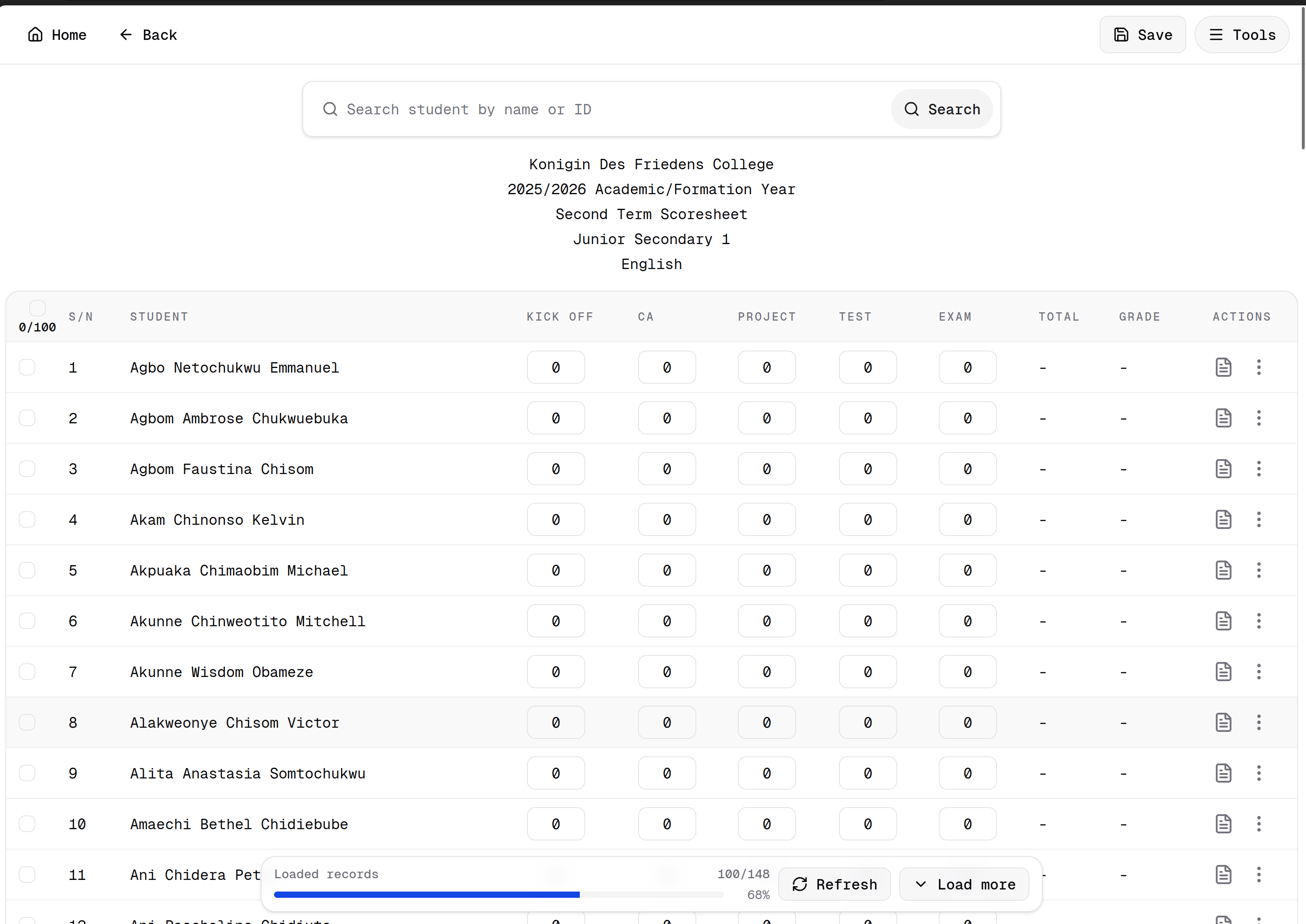 Kralis scoresheet workflow