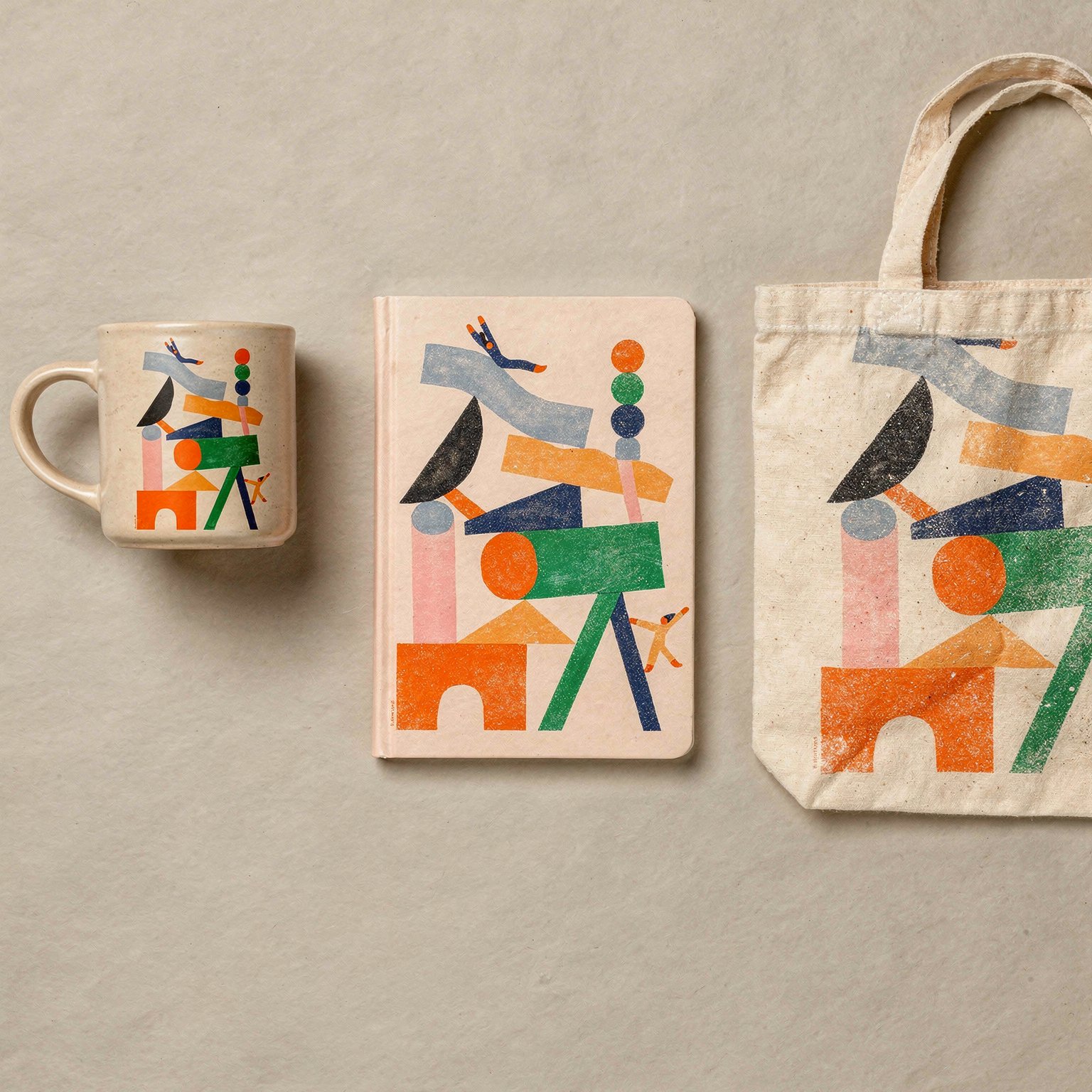 Three Product Shots Of A Ceramic Mug A Hardcover Notebook And A Canvas Tote Bag All Rendered In The Zs5uioql22s4ydqggwl5 1