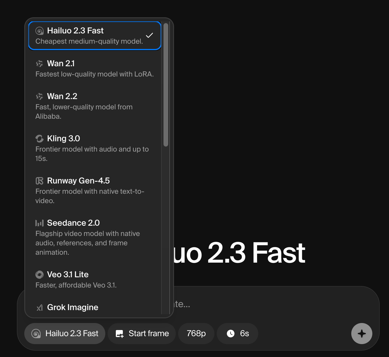 Video Model Picker