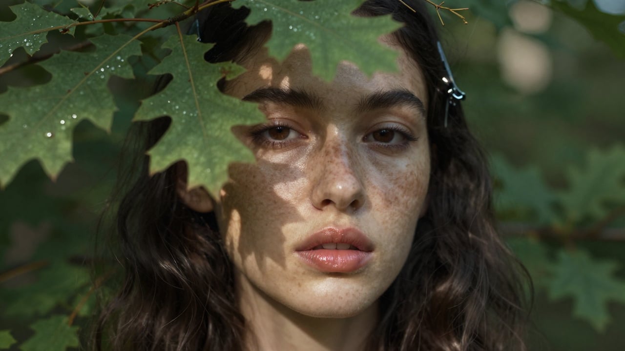 A Hyper Detailed Close Up Portrait Of A Young Woman With Sun Freckled Olive Skin And Loose Waves Of Hiam8odl537vc3gmlhrk 0