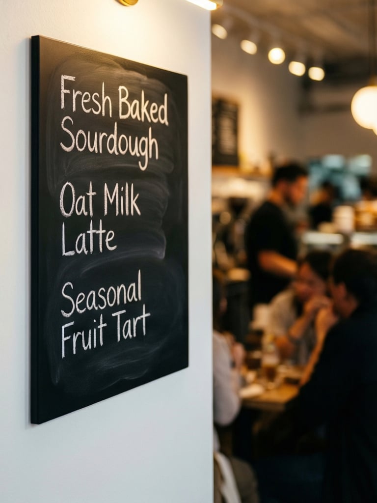 A Close Up Photograph Of A Contemporary Coffee Cafe Menu Board Mounted On A White Wall Handwritten Vt038fw1z2dsf4oucqck 1