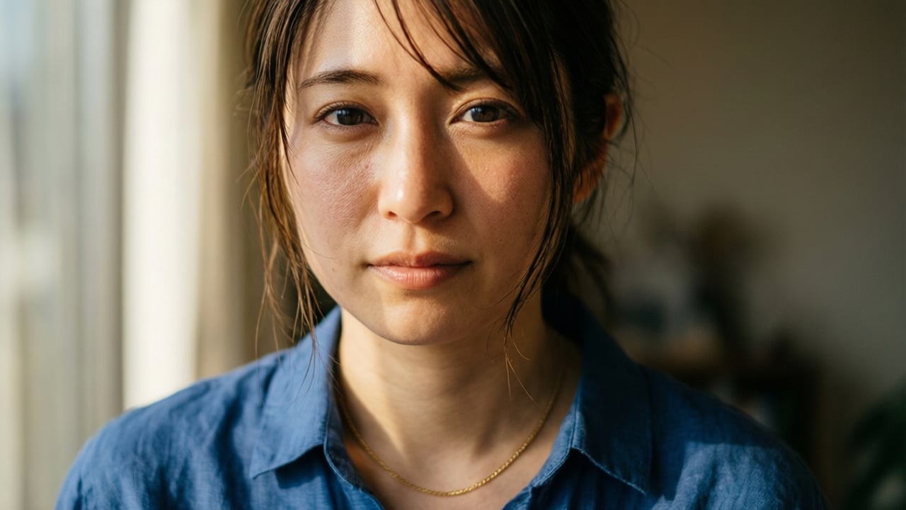 A Close Up Portrait Of A Japanese Woman In Her Late Twenties Natural Skin Texture Visible Subtle Wa Ie9g0976y3faebbcknvn 0