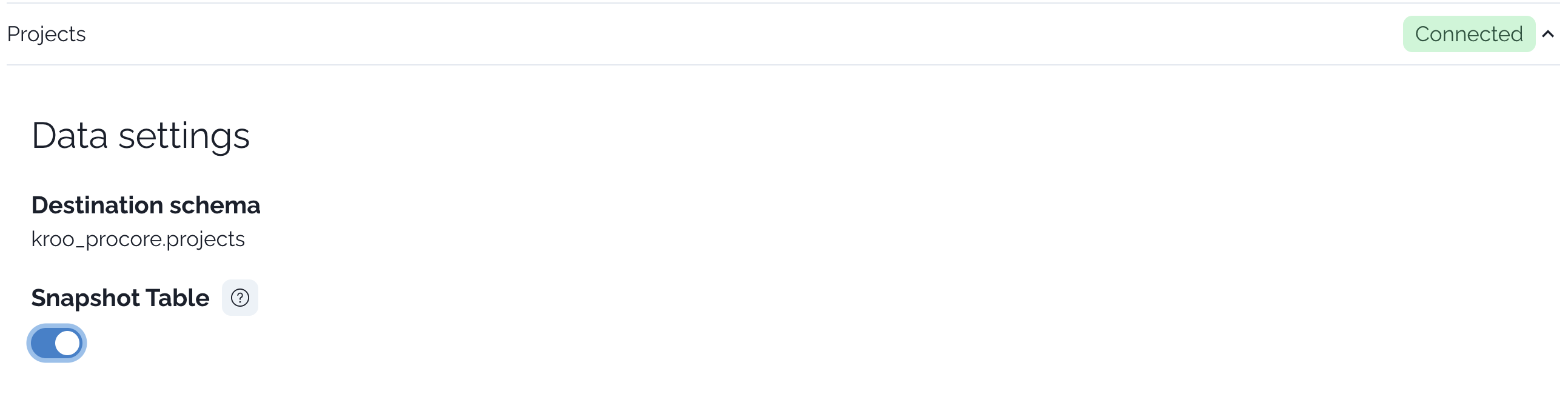 Snapshot toggle in Kroo UI data settings