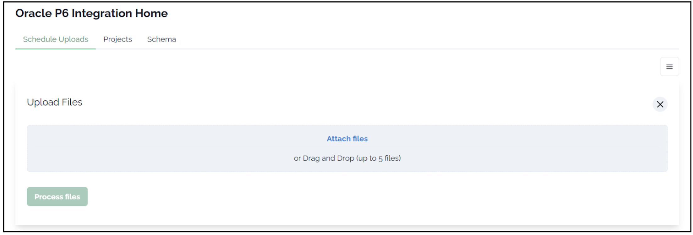 Upload Files Interface