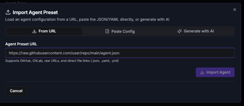 Import Agent from URL