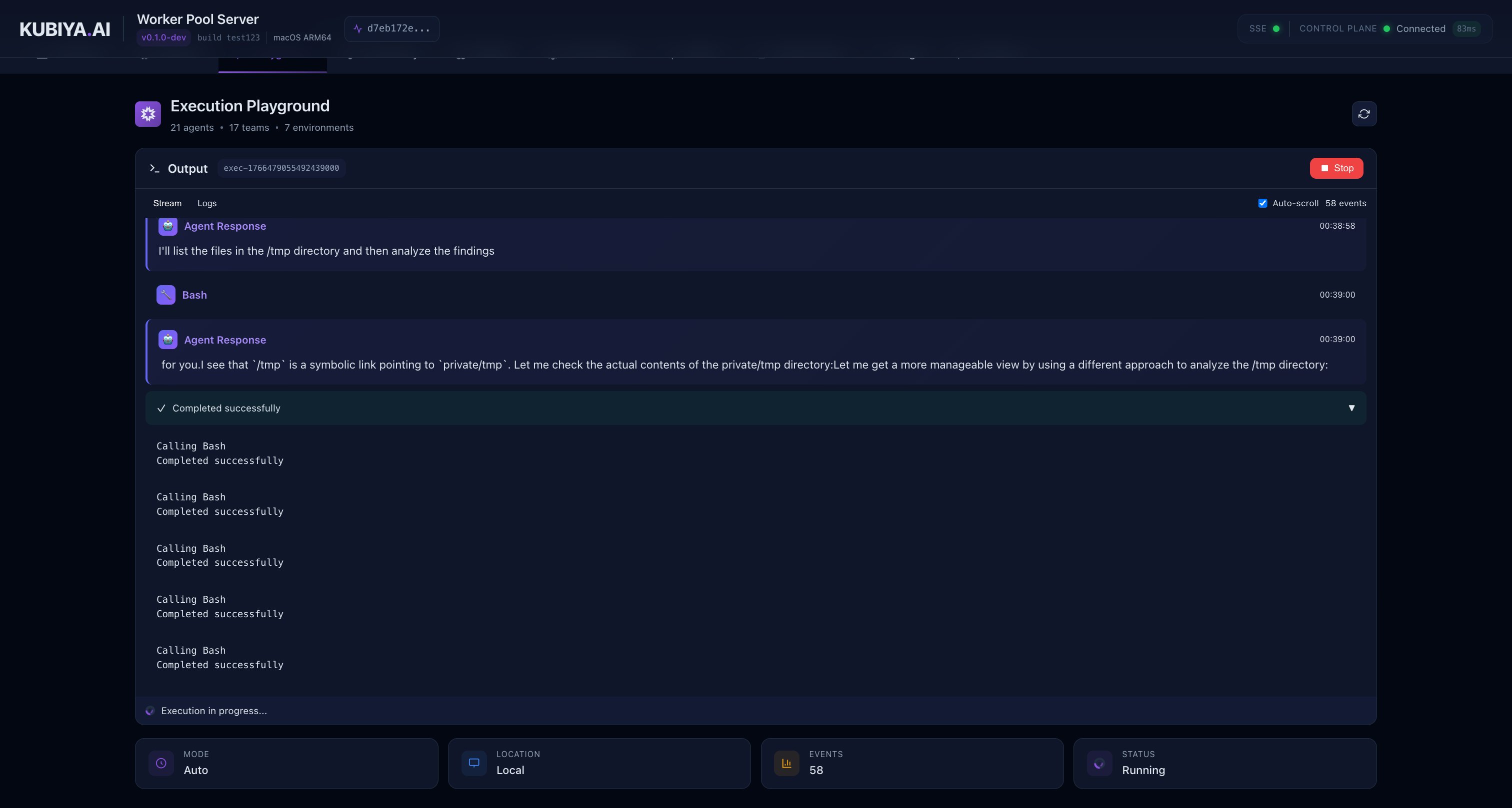 Playground Streaming Execution
