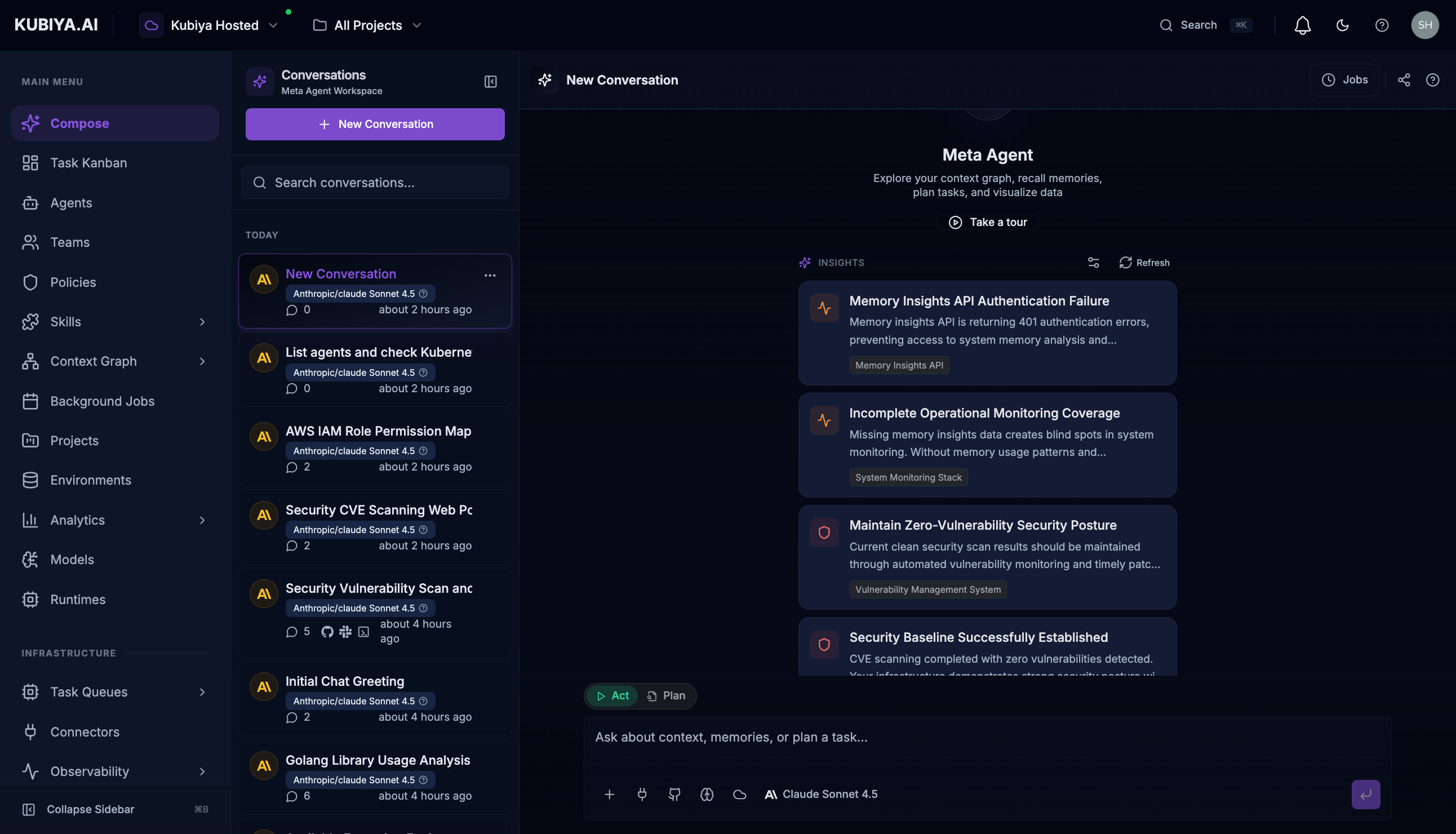 Kubiya Web Interface Overview
