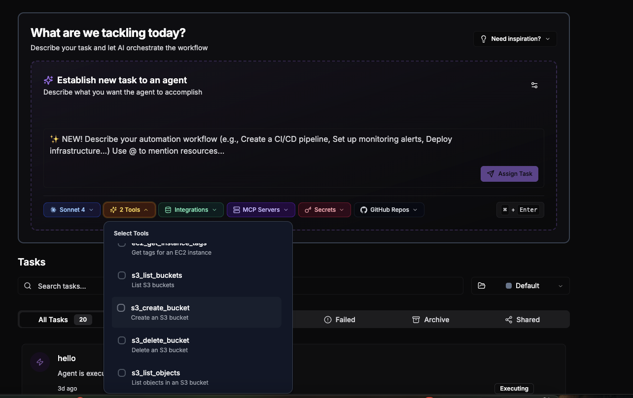 Tools Selection Interface