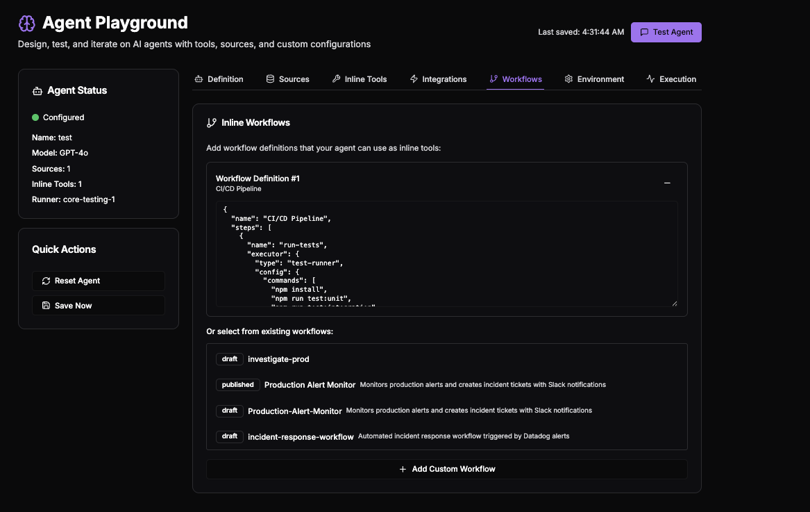 Runner Configuration Interface