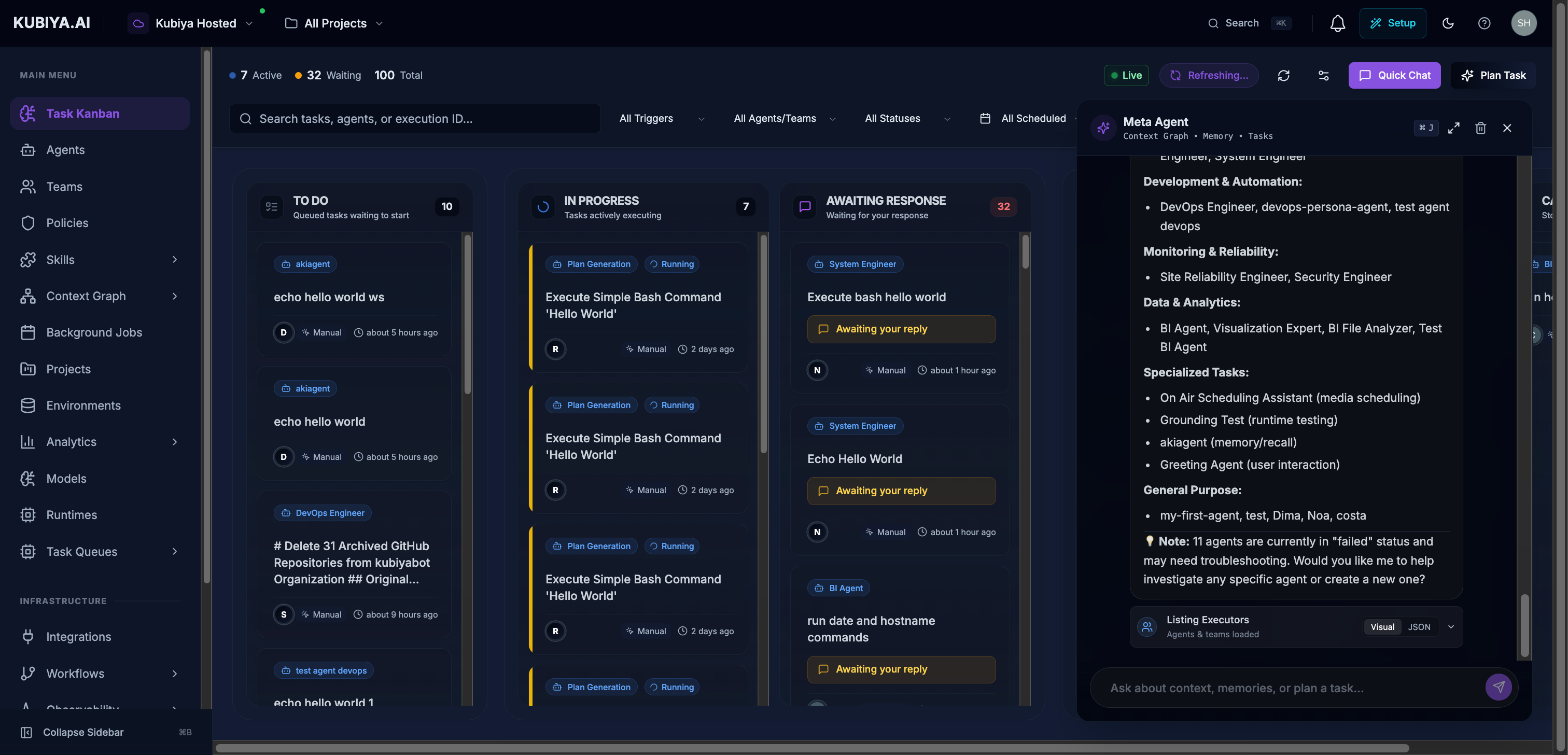 Meta Agent Listing All Agents