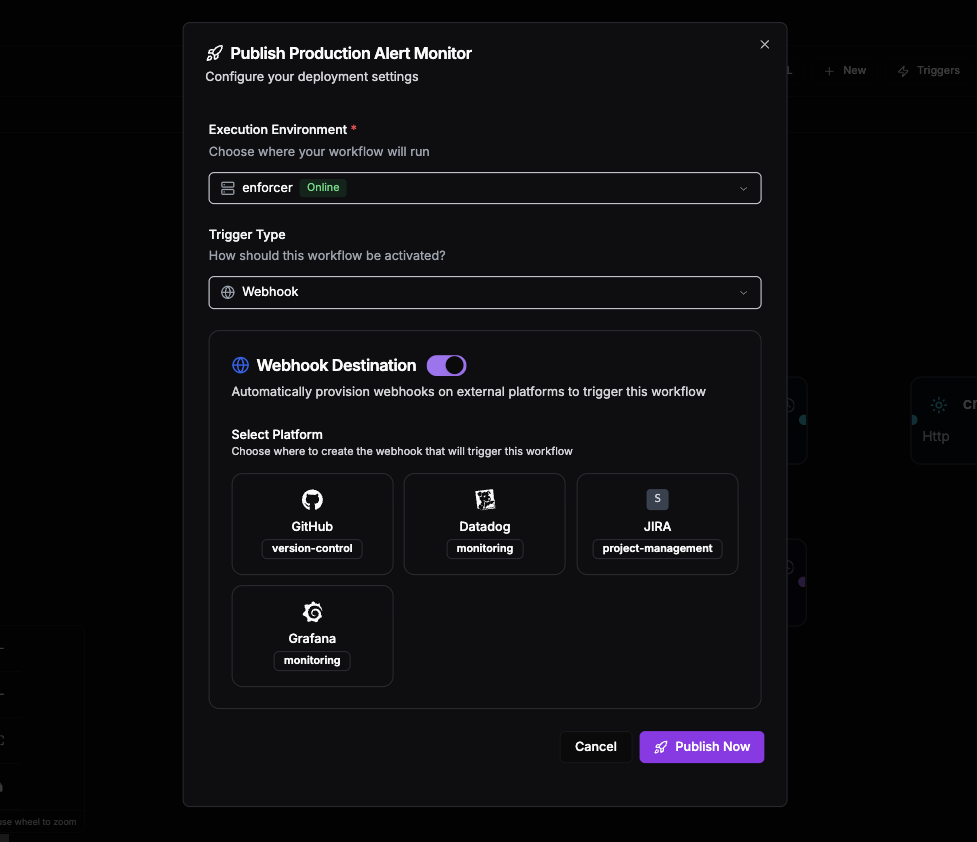 Workflow Publisher Dialog