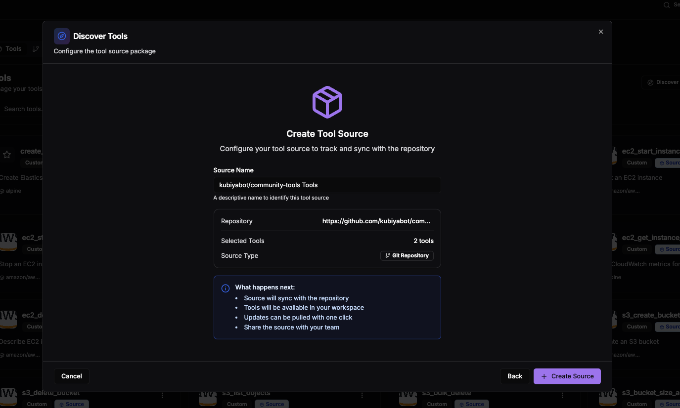 Integration Creation Dialog