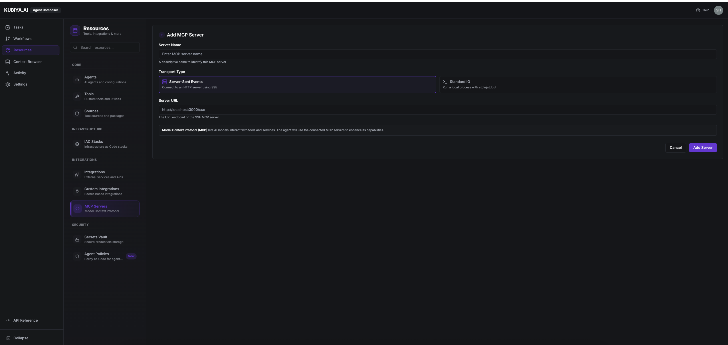 Add MCP Server Form