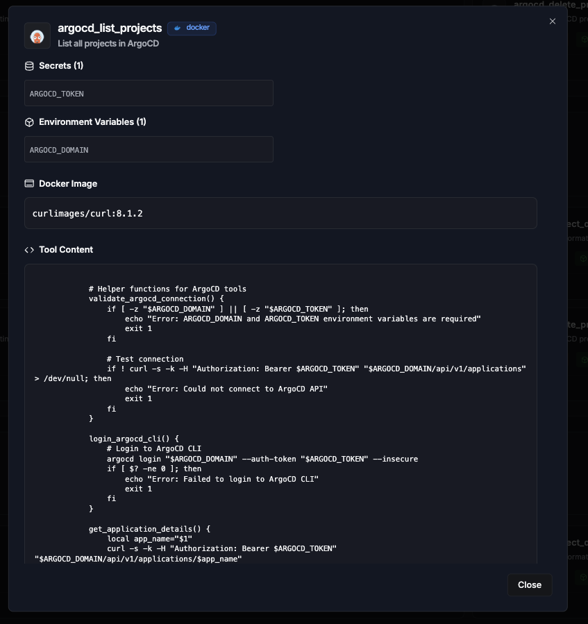 ArgoCD Tool Detail View