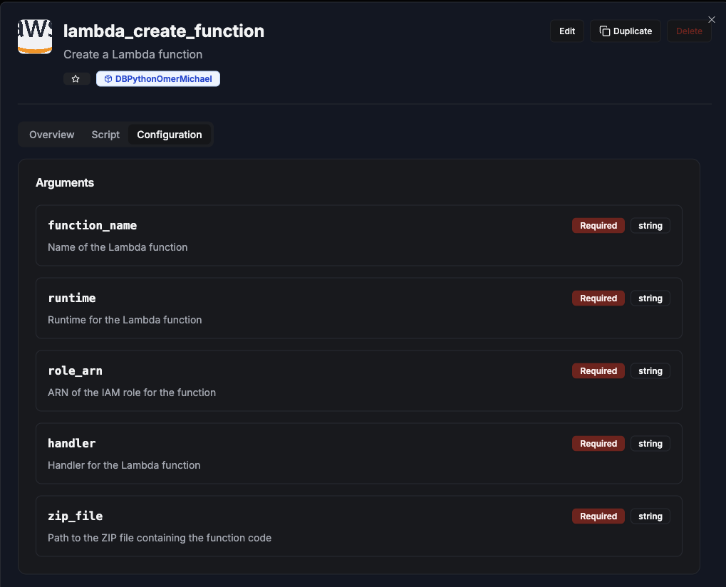 Lambda Function Configuration
