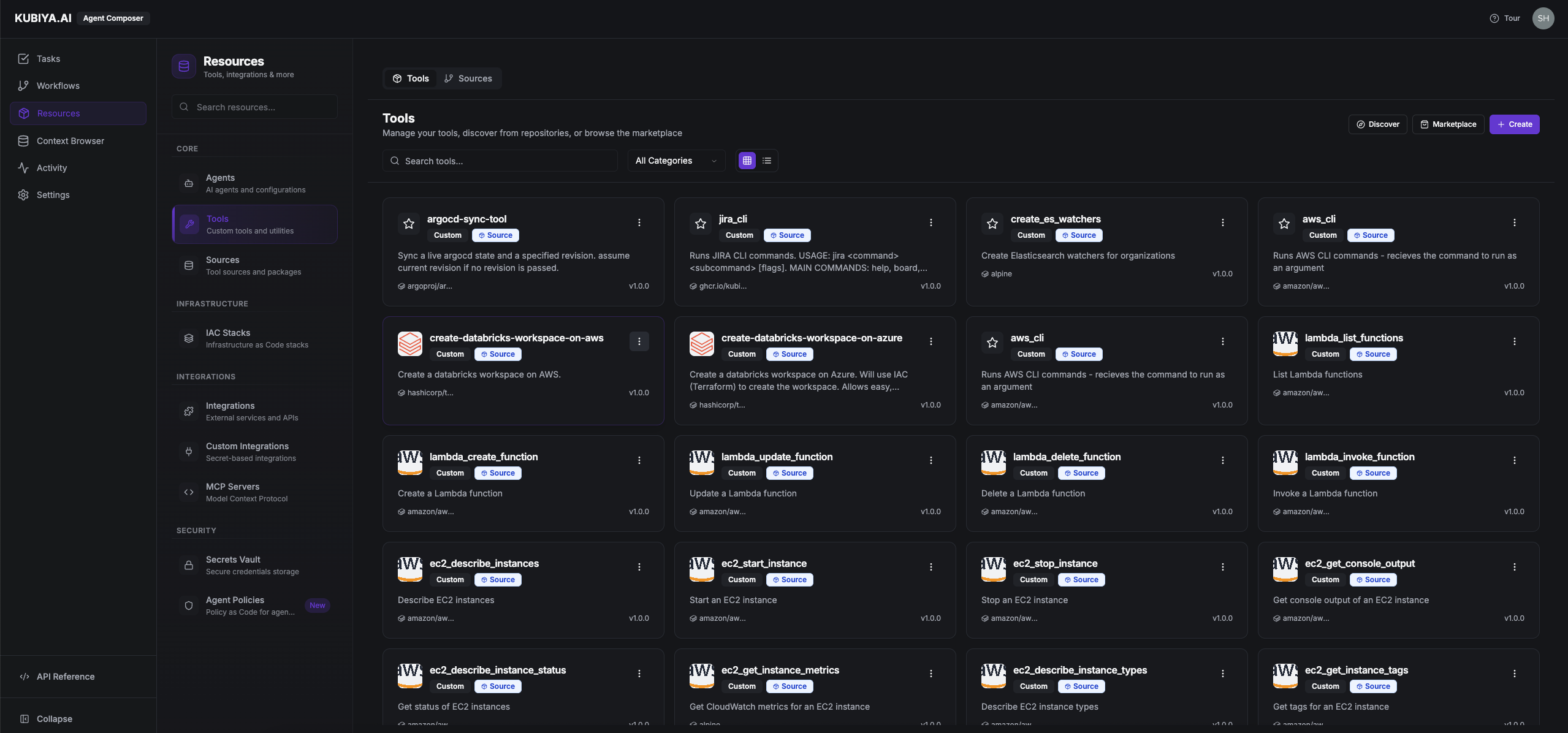 Tools Marketplace Grid