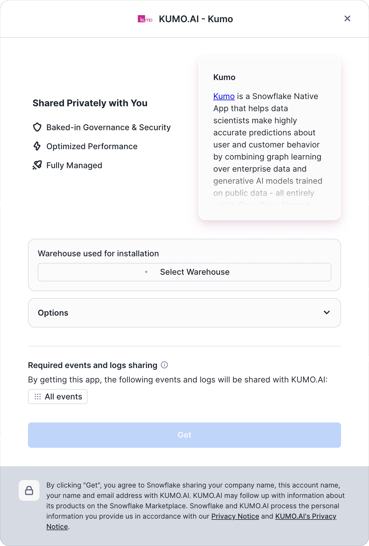 Event sharing enabled by default when installing Kumo